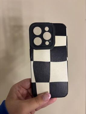 iPhone 15 Pro Black & White Checkered Phone Case